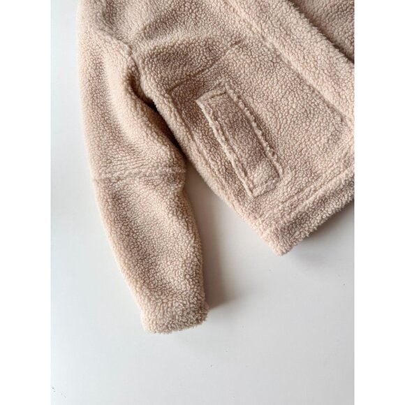 VINCE Beige Polyester Teddy Button Front Boxy Sherpa Jacket, Size XS - Picture 7 of 16